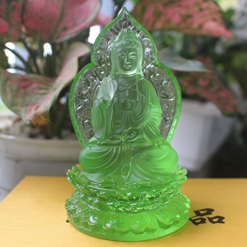 Tượng Phật Quan Âm đế sen nhỏ xanh lá